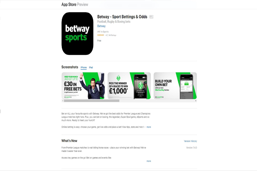 Apple के लिए BetWay मोबाइल ऐप