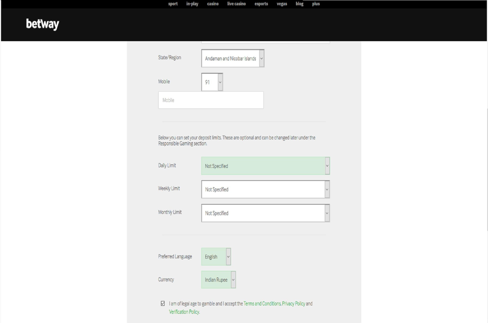 Final configuration of your account during registration. 